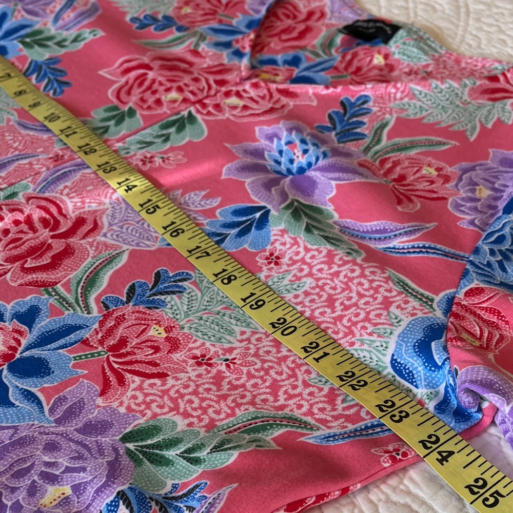 NWT Miss Elaine Cotton Robe Front Zip Swim Cover Women XL Floral Print Pink Blue - Picture 8 of 15